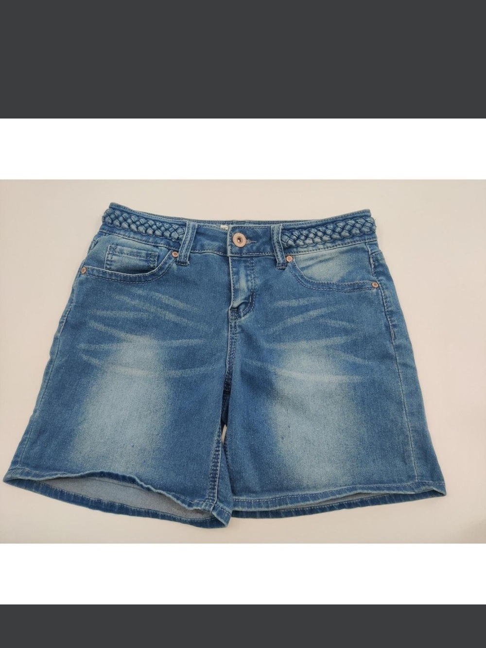 Hydraulic Light Blue Braided Waist Denim Shorts